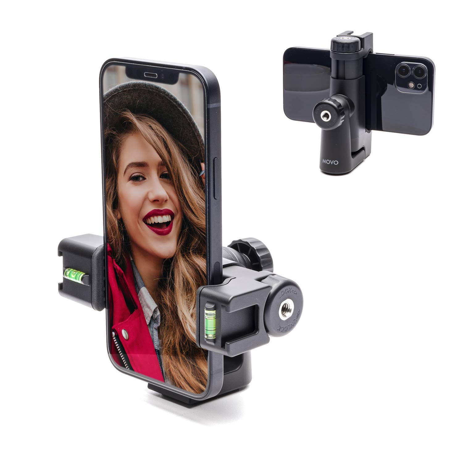 Movo Movo P-3 Rotating Phone Tripod with Cold Shoe Mount for Light Mic or Grip Compatible with iPhone Samsung Google Android Phones