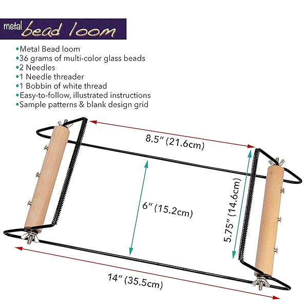 The Beadsmith Beadsmith Extra Wide Metal Bead Loom Kit: Create Bracelets, Necklaces & More with 36g Glass Beads! - View 5 of 9