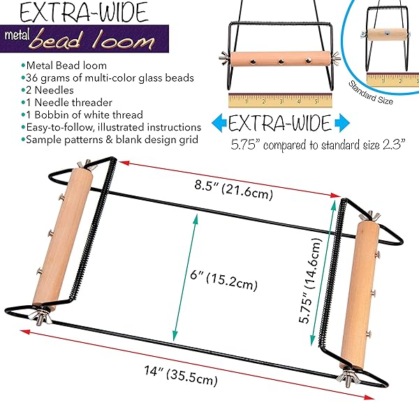 The Beadsmith Beadsmith Extra Wide Metal Bead Loom Kit: Create Bracelets, Necklaces & More with 36g Glass Beads! - View 6 of 9