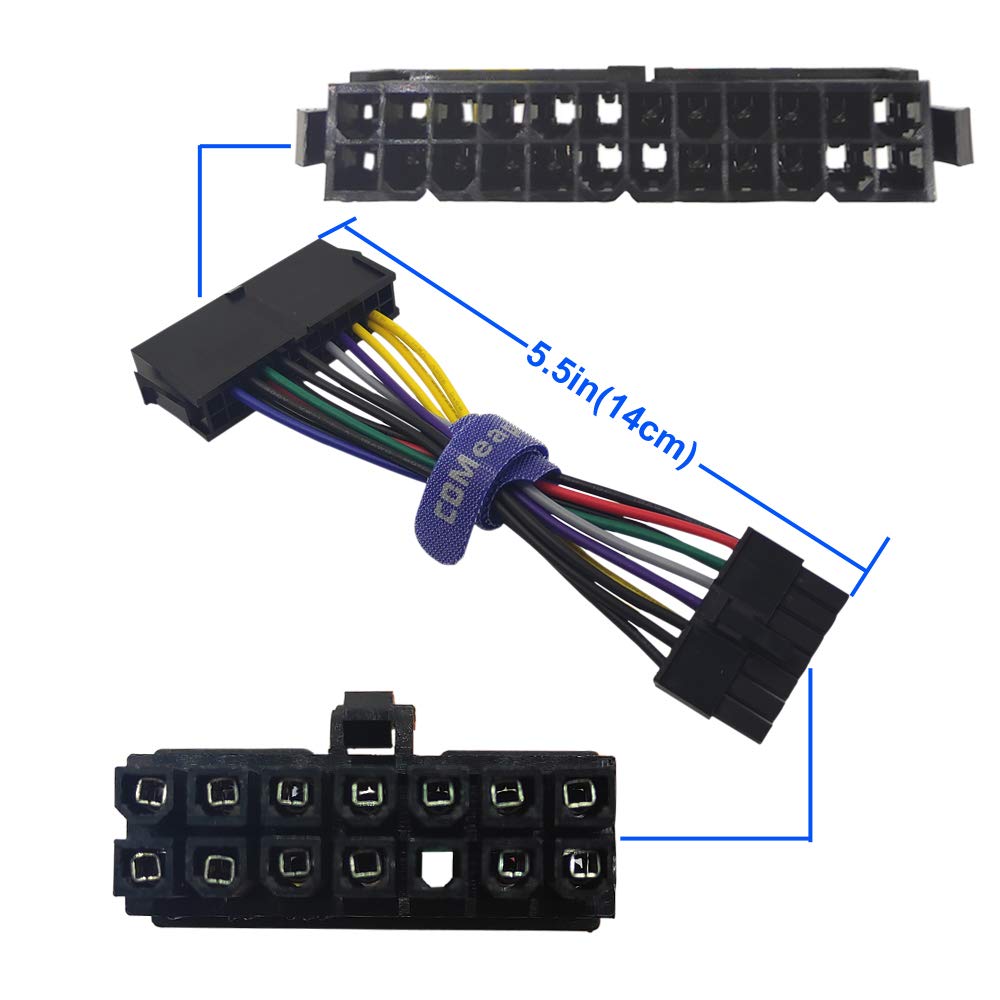 COMeap 2-Pack 24 Pin to 14 Pin ATX PSU Main Power Adapter Cable for IBM Lenovo PCs and Servers 5.5 inch Short Type - View 3 of 5