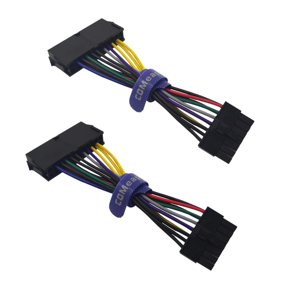COMeap 2-Pack 24 Pin to 14 Pin ATX PSU Main Power Adapter Cable for IBM Lenovo PCs and Servers 5.5 inch Short Type