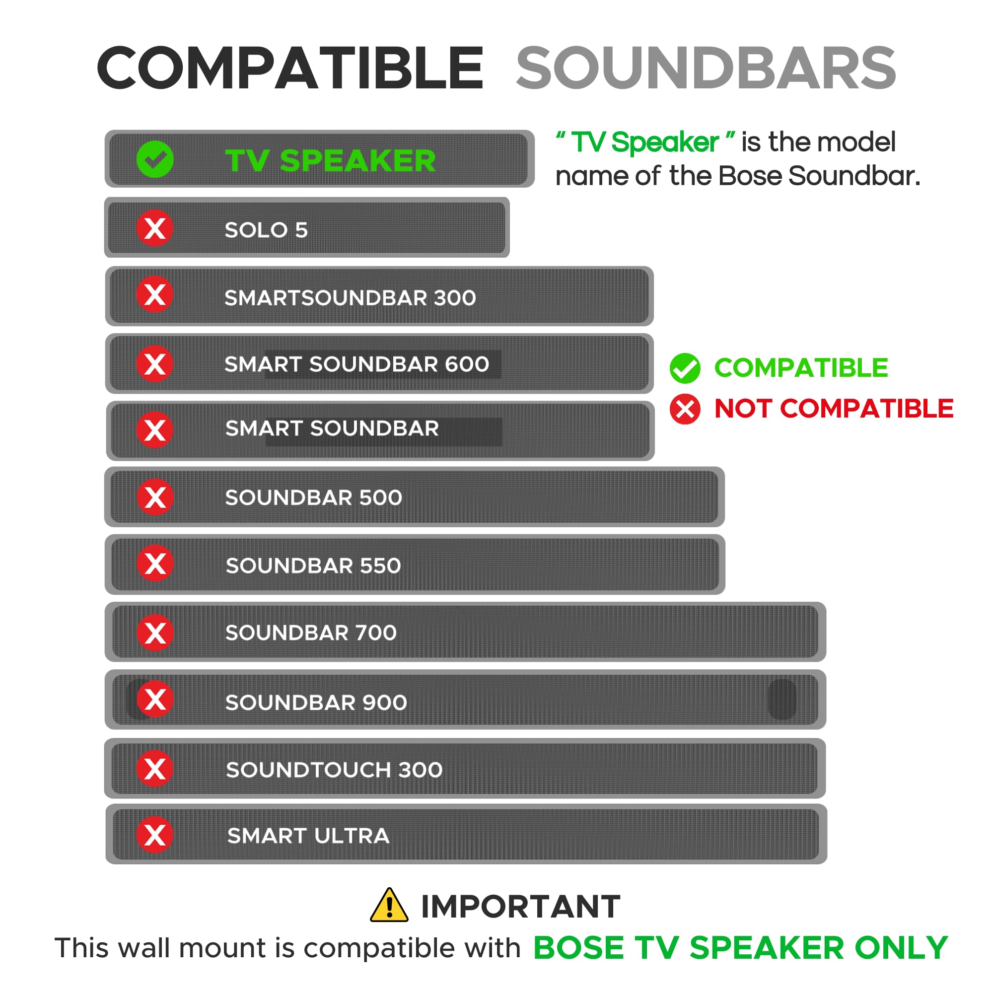 Sound Bass TV Speaker Wall Mount Bracket for Bose Soundbar | Complete Hardware Kit | UK Design by Soundbass - View 2 of 9