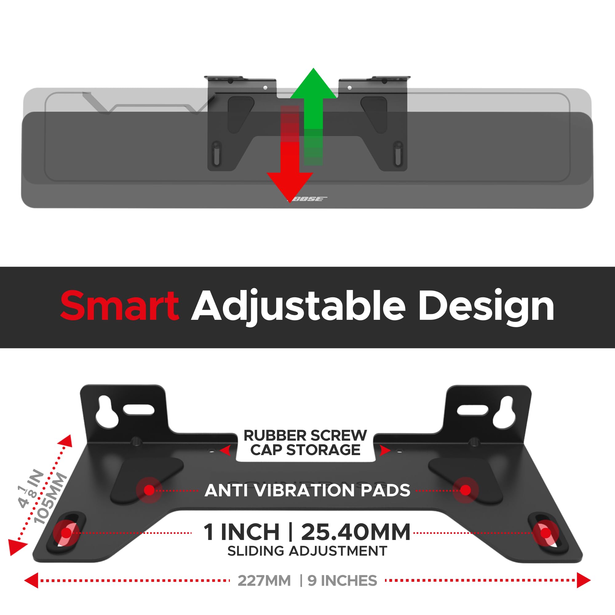 Sound Bass TV Speaker Wall Mount Bracket for Bose Soundbar | Complete Hardware Kit | UK Design by Soundbass - View 3 of 9