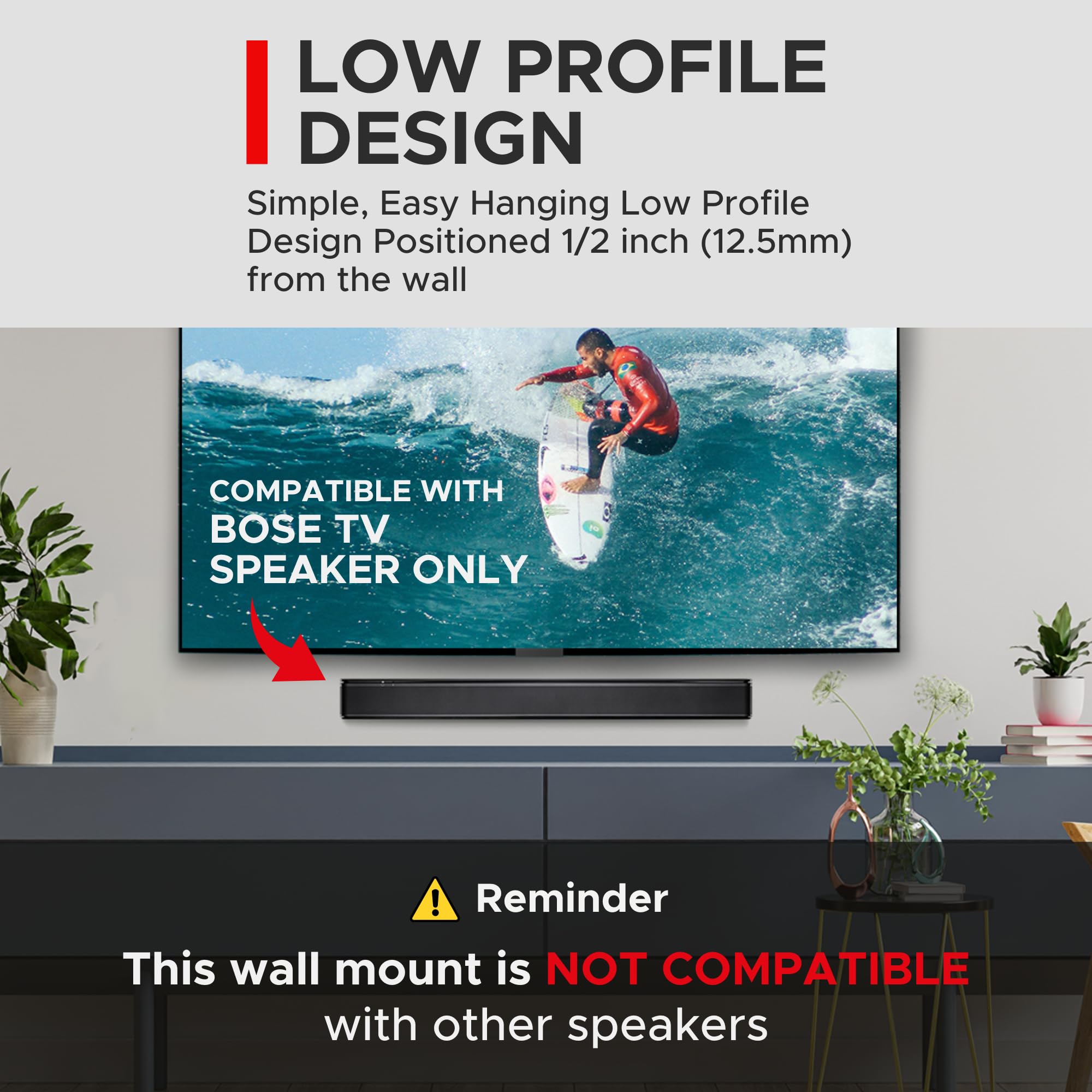 Sound Bass TV Speaker Wall Mount Bracket for Bose Soundbar | Complete Hardware Kit | UK Design by Soundbass - View 4 of 9