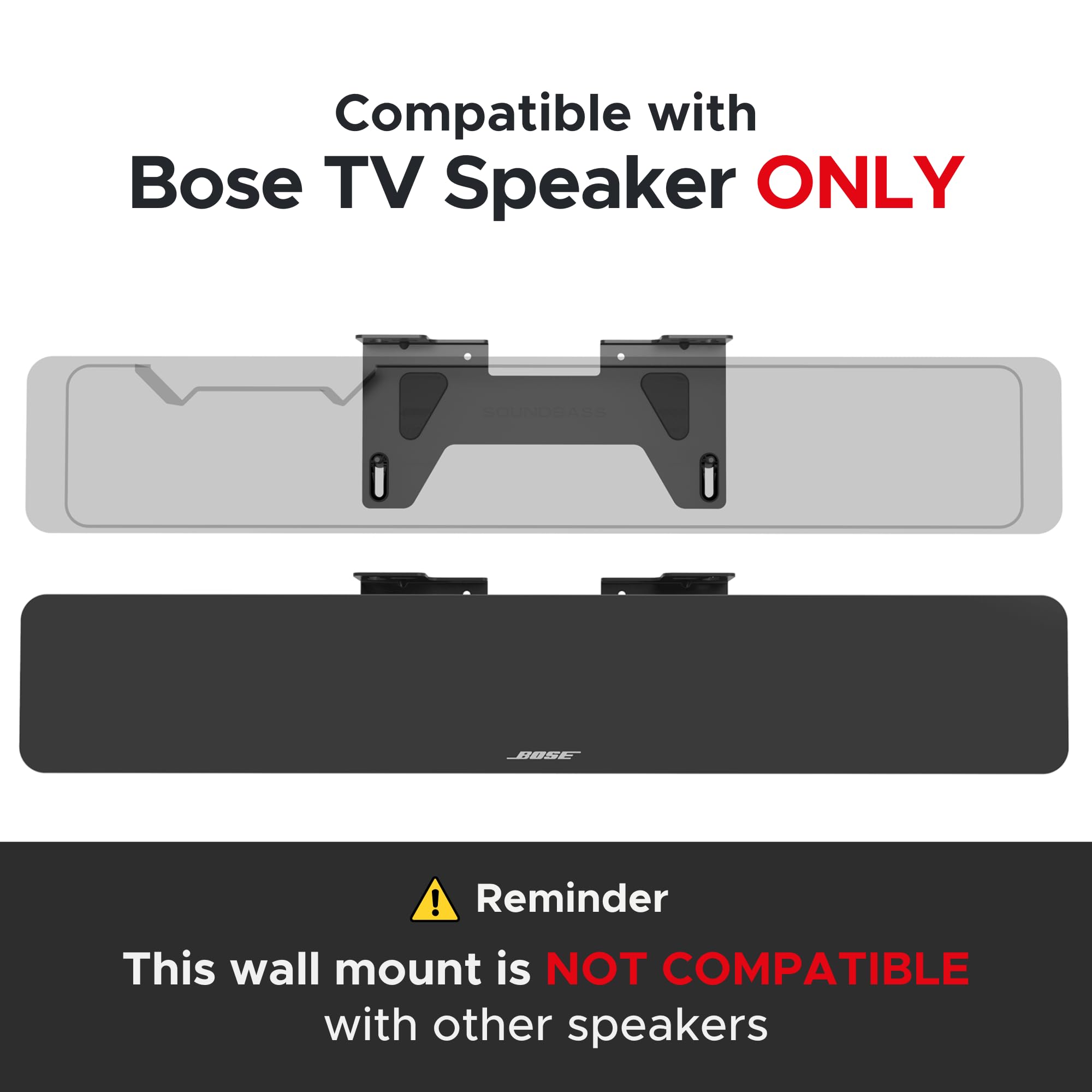 Sound Bass TV Speaker Wall Mount Bracket for Bose Soundbar | Complete Hardware Kit | UK Design by Soundbass - View 8 of 9
