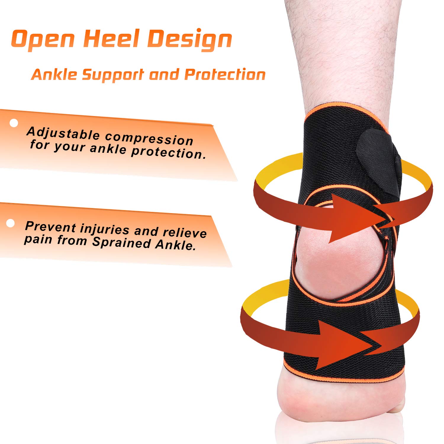 Adjustable Ankle Brace 2 Pack for Men and Women Support for Sprain Plantar Fasciitis Achilles Tendon Compression Wrap for Sports - View 3 of 6