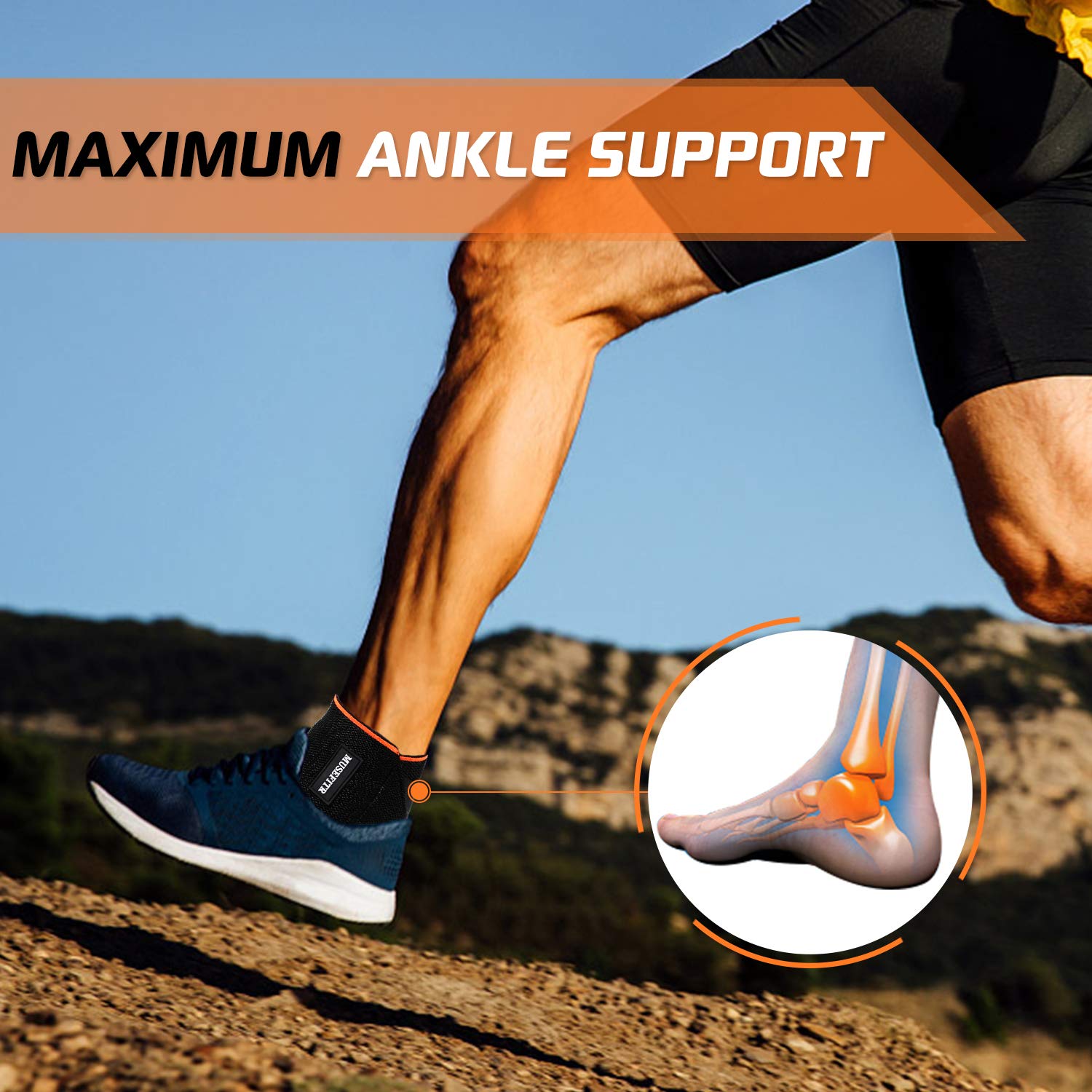 Adjustable Ankle Brace 2 Pack for Men and Women Support for Sprain Plantar Fasciitis Achilles Tendon Compression Wrap for Sports - View 6 of 6