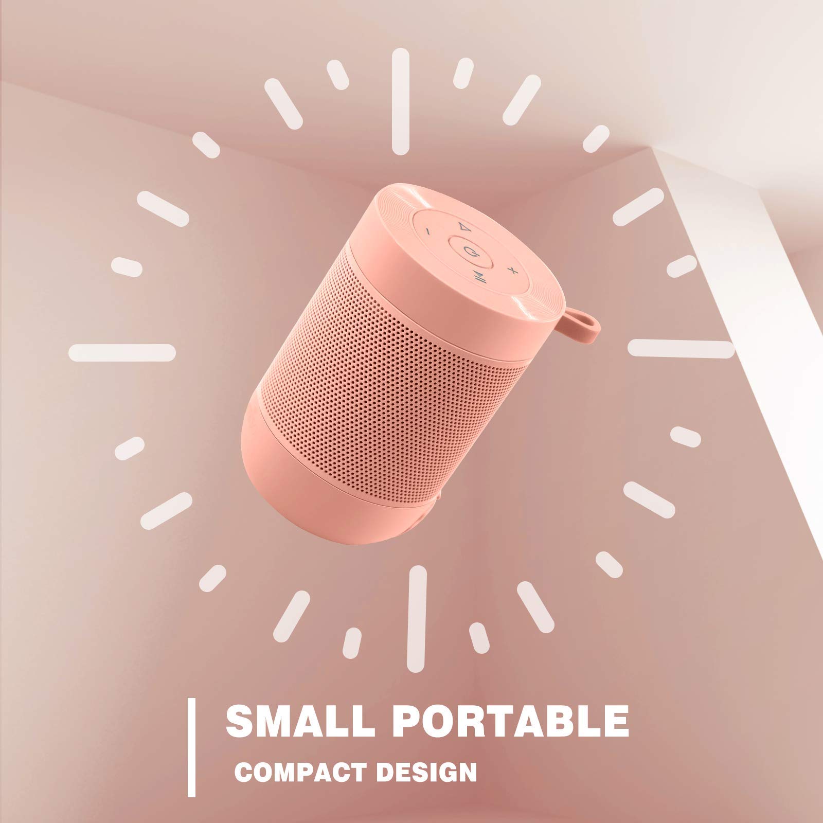 Comiso Portable Bluetooth Speaker Waterproof IP65 360 HD Sound TWS Stereo Pairing Built in Mic Ideal Gift for Men Women Pink - View 3 of 8