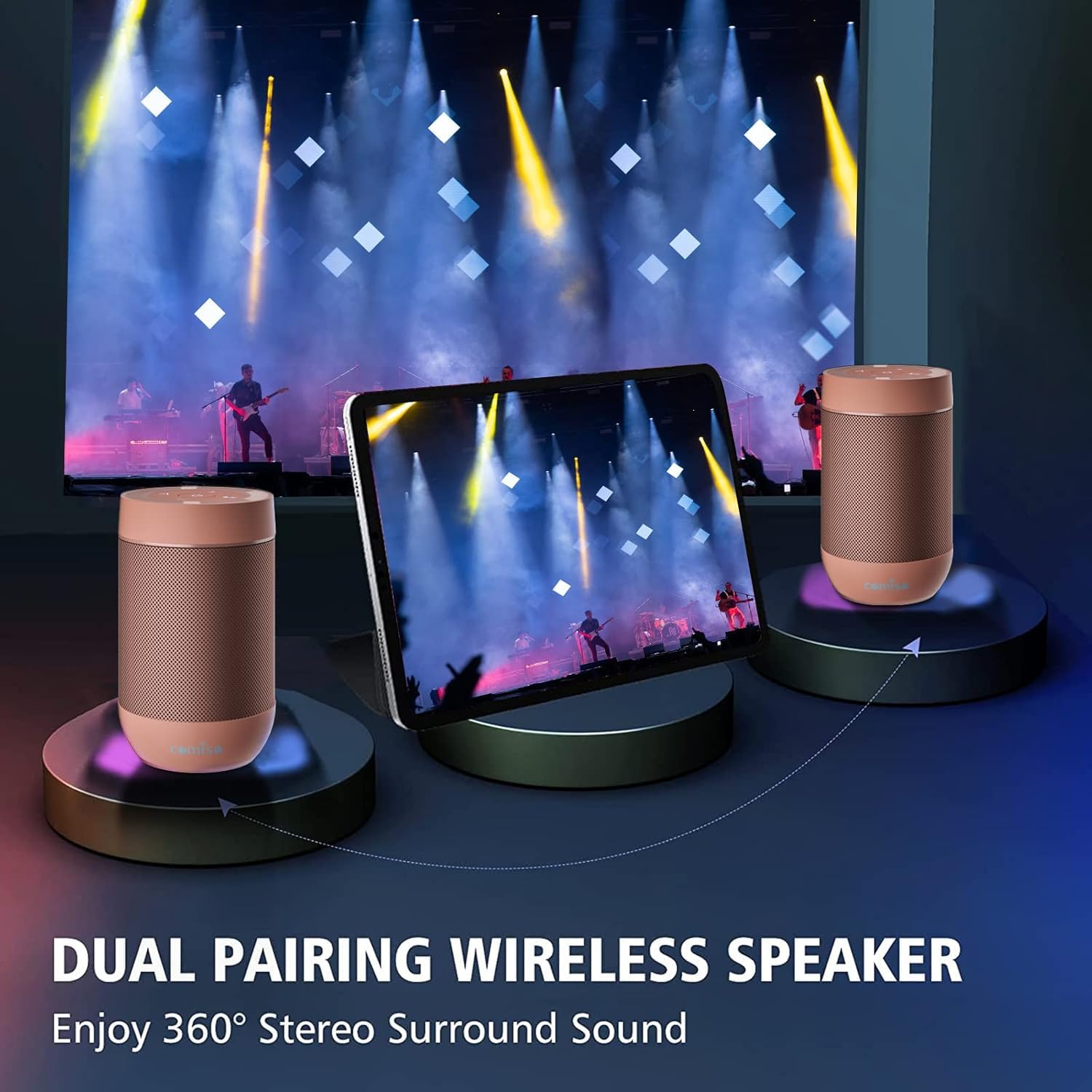 Comiso Portable Bluetooth Speaker Waterproof IP65 360 HD Sound TWS Stereo Pairing Built in Mic Ideal Gift for Men Women Pink - View 5 of 8