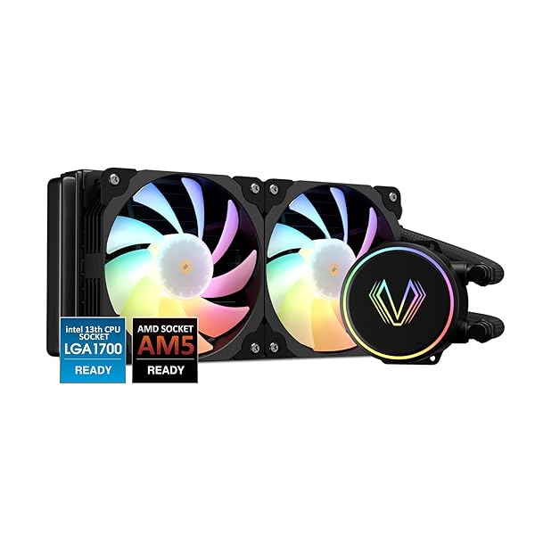 Vetroo Vetroo V240 Black Liquid CPU Cooler: 240mm RGB AIO for Intel & AMD - 250W TDP, Perfect for Gaming Consoles