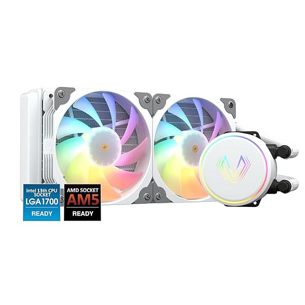 Vetroo Vetroo V240 White Liquid CPU Cooler: 240mm RGB AIO for Intel & AMD - 250W TDP, Perfect for Gaming Consoles