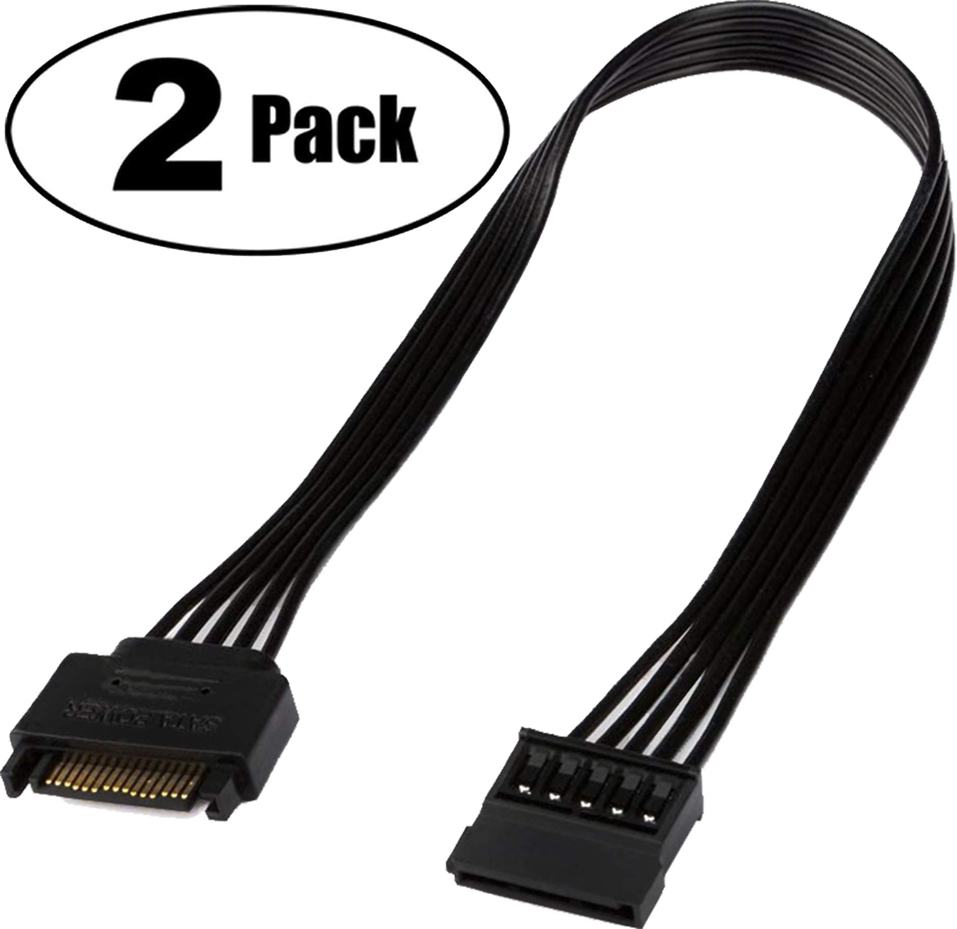 TeamProfitcom 15 Pin SATA Power Extension Cable Male to Female Adapter for HDD SSD 2 Pack 24 Inches - View 3 of 6