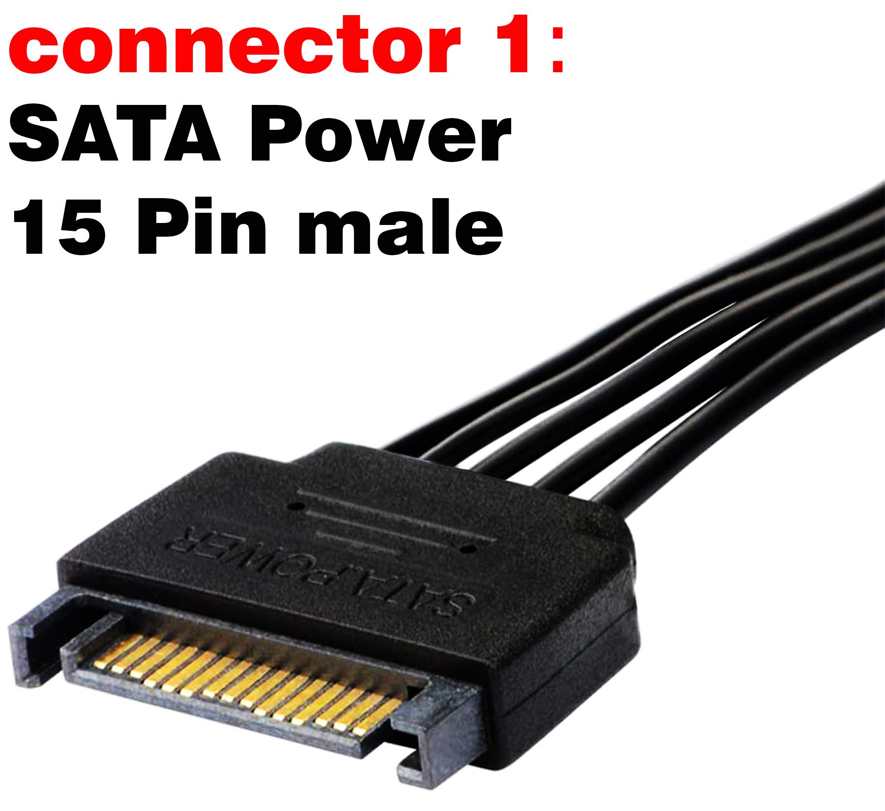 TeamProfitcom 15 Pin SATA Power Extension Cable Male to Female Adapter for HDD SSD 2 Pack 24 Inches - View 4 of 6