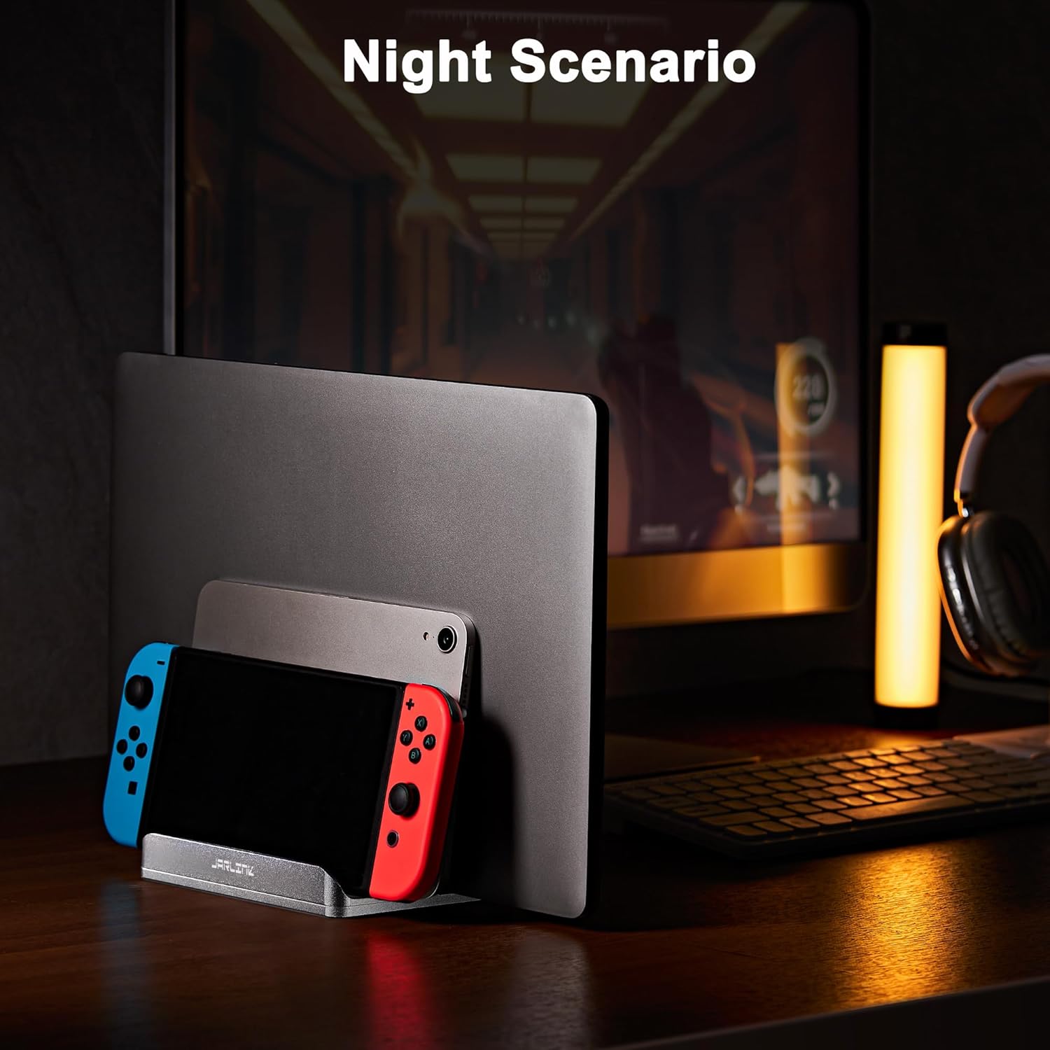 JARLINK JARLINK 4-in-1 Adjustable Vertical Laptop Stand Holder, Aluminum Dual Slots Laptop Rack for Desk, Space-Saving Organizer for All MacBook, Surface, Chromebook, and Gaming Laptops (Silver) - View 8 of 8