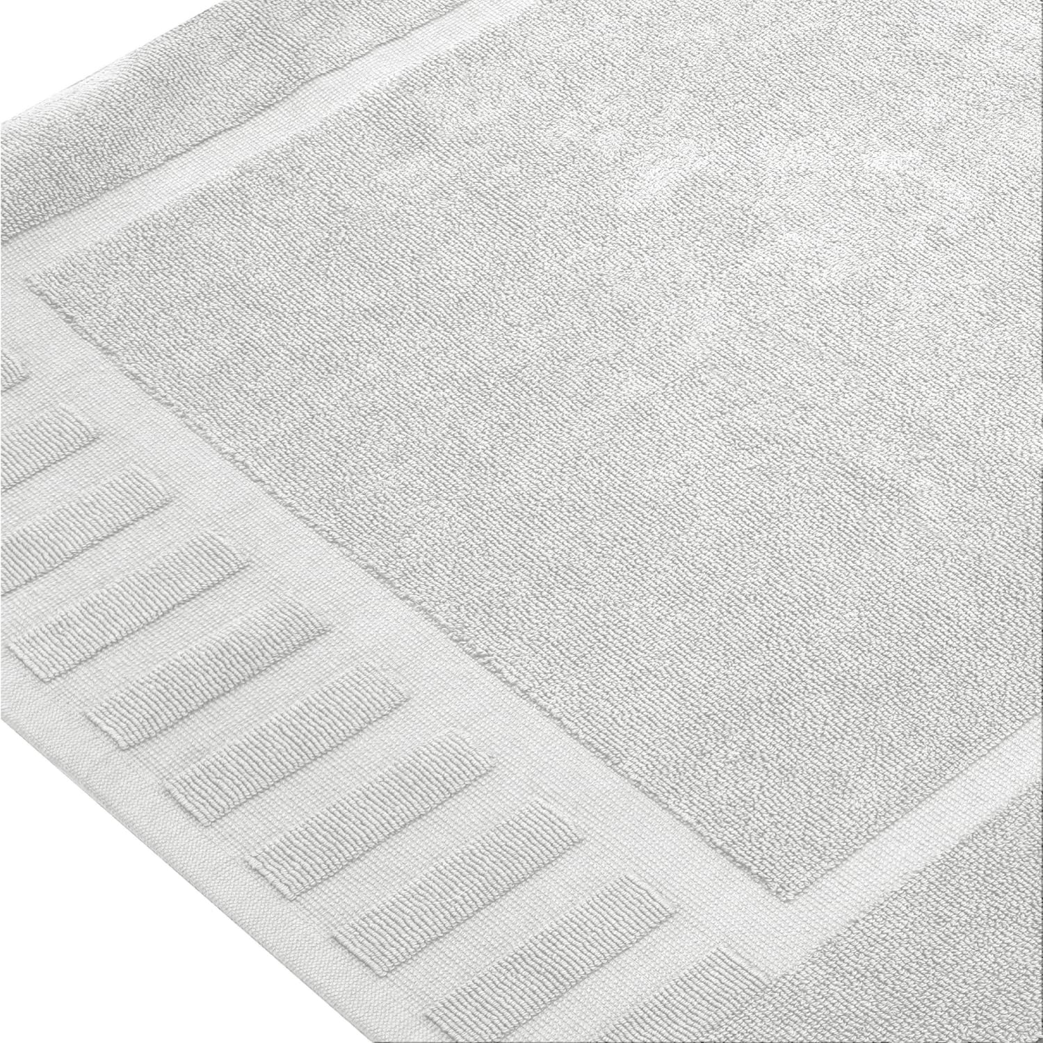 White Classic Luxury Bath Mat Set Absorbent Cotton Hotel Spa Shower Mats 22x34 2 Pack Silver - View 2 of 7