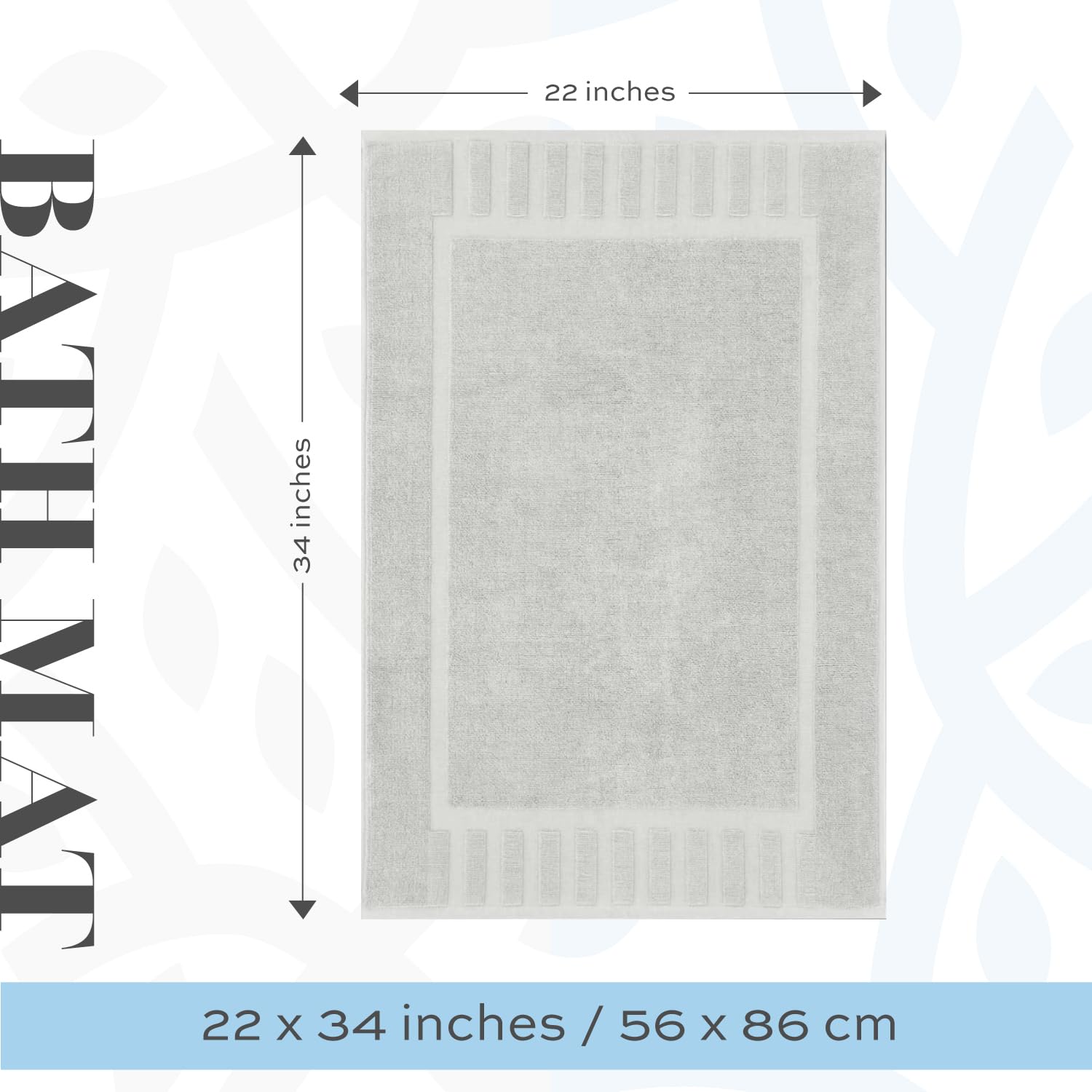 White Classic Luxury Bath Mat Set Absorbent Cotton Hotel Spa Shower Mats 22x34 2 Pack Silver - View 3 of 7