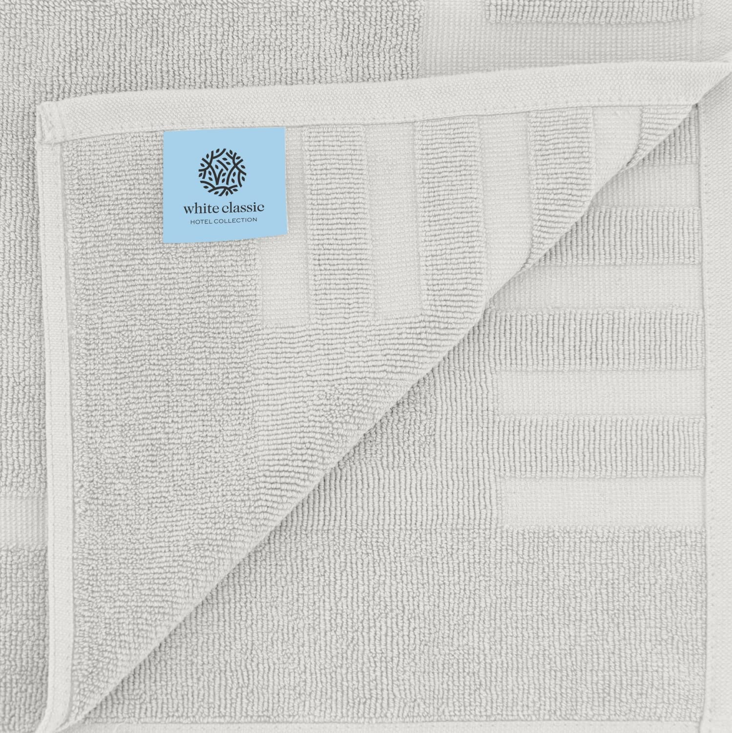 White Classic Luxury Bath Mat Set Absorbent Cotton Hotel Spa Shower Mats 22x34 2 Pack Silver - View 4 of 7
