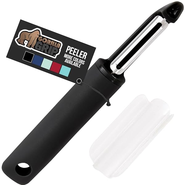 GORILLA GRIP Gorilla Grip Stainless Steel Vegetable Peeler: Comfortable, Dishwasher Safe, Smooth Peeling for Potatoes, Apples & More