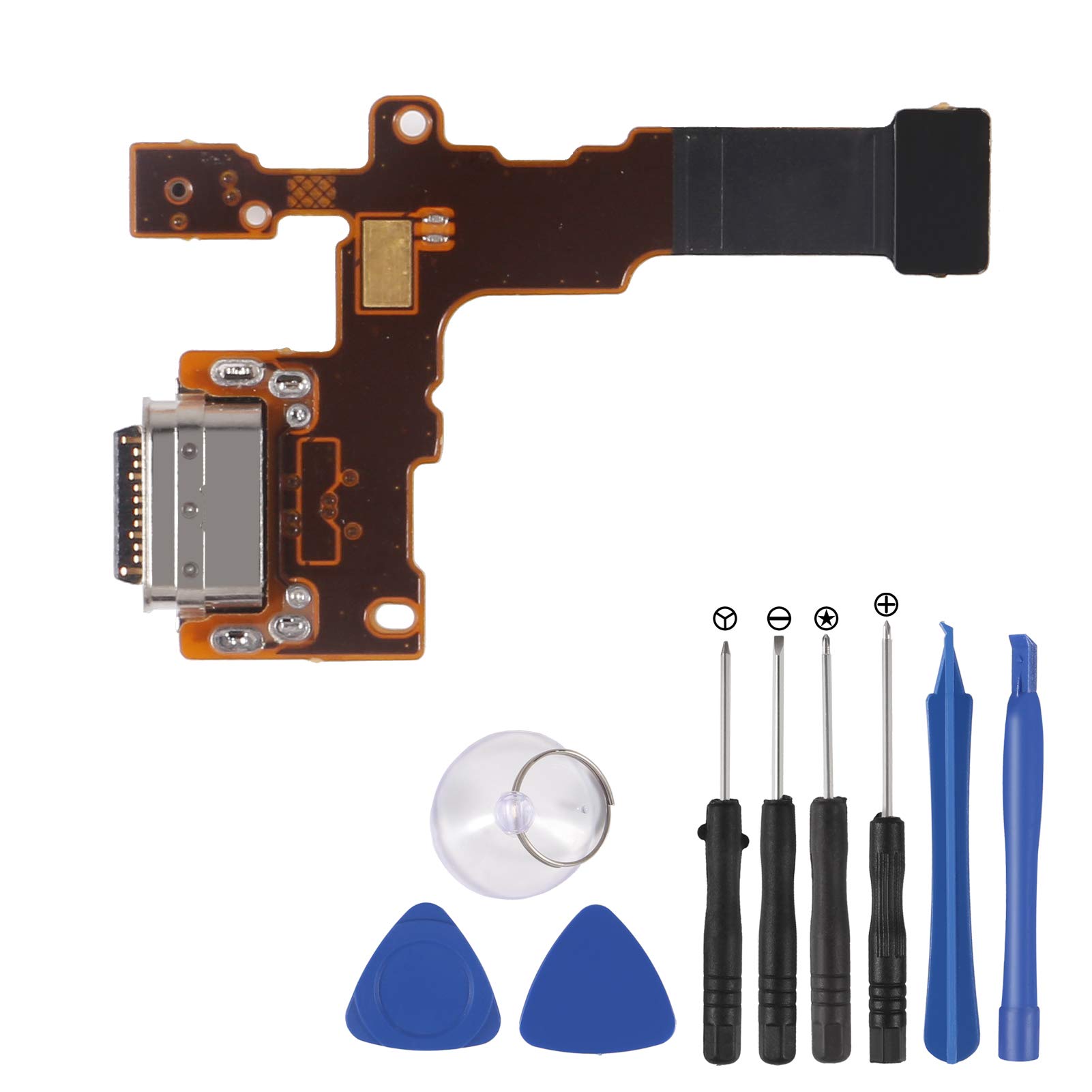 Atnsinc LG Stylo 4 Replacement USB Charger Port Flex Cable with Microphone & Tools - Q710AL Q710TS Q710MS Q710CS Q710US