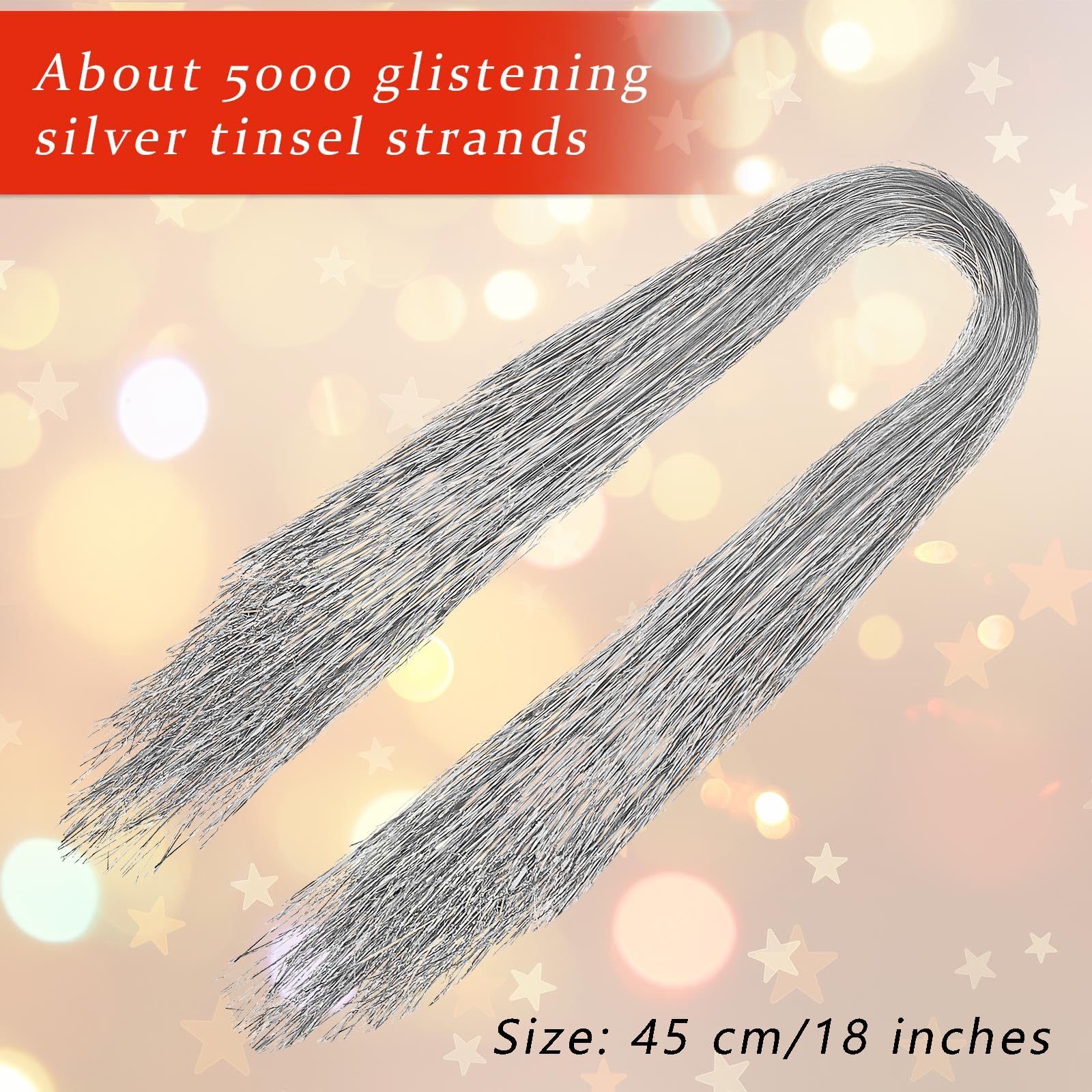 5000 Strands Icicles Tinsel Christmas Tree Foil Fringe Strands Silver Winter Home Decorations for Holiday Party Birthday Wedding - View 2 of 7