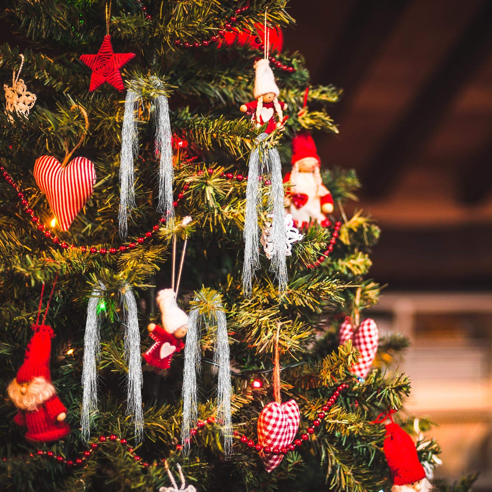 5000 Strands Icicles Tinsel Christmas Tree Foil Fringe Strands Silver Winter Home Decorations for Holiday Party Birthday Wedding - View 5 of 7