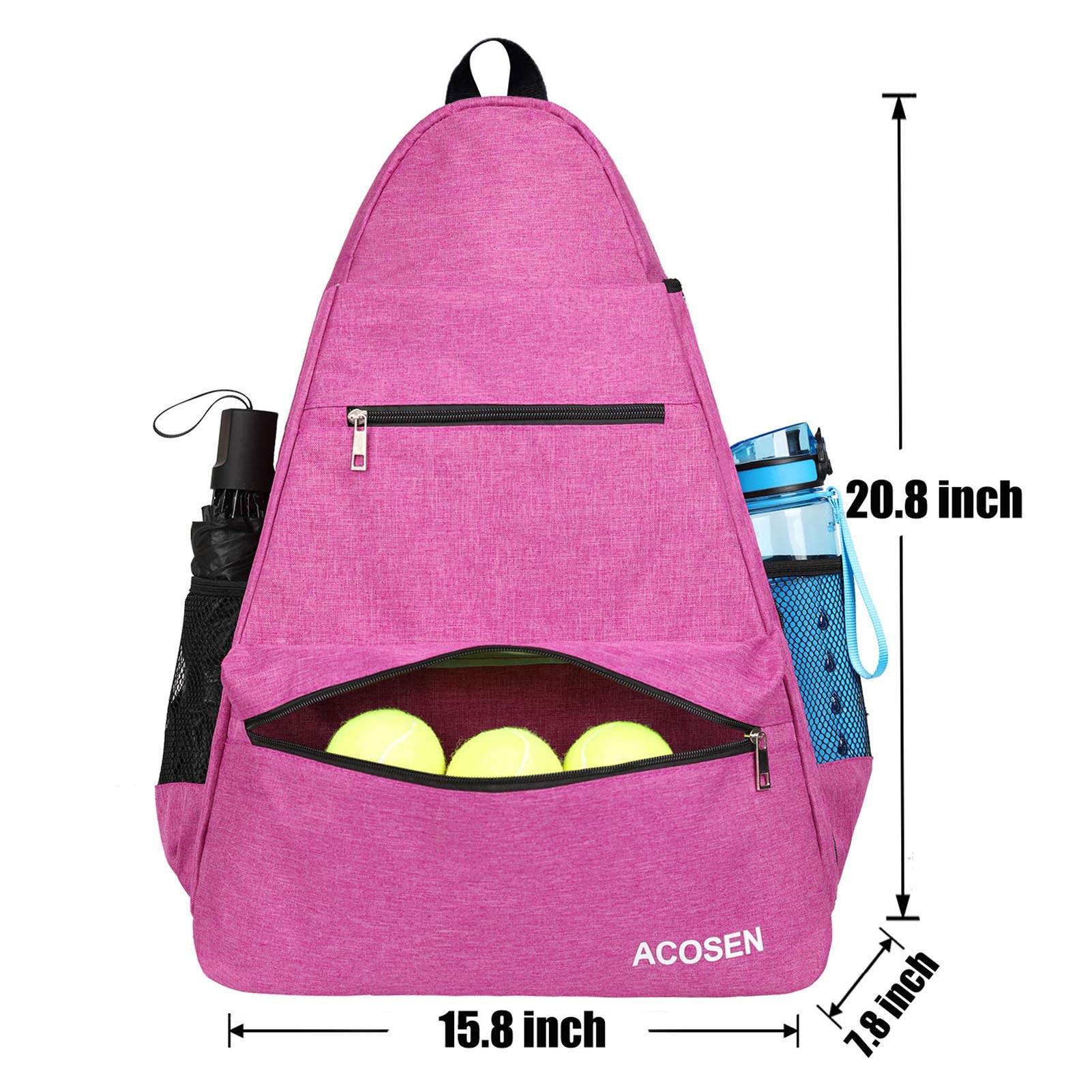 ACOSEN Tennis Bag Large Backpack for Women and Men Holds Racket Pickleball Paddles Badminton Squash Balls and Accessories Rose Red - View 2 of 6