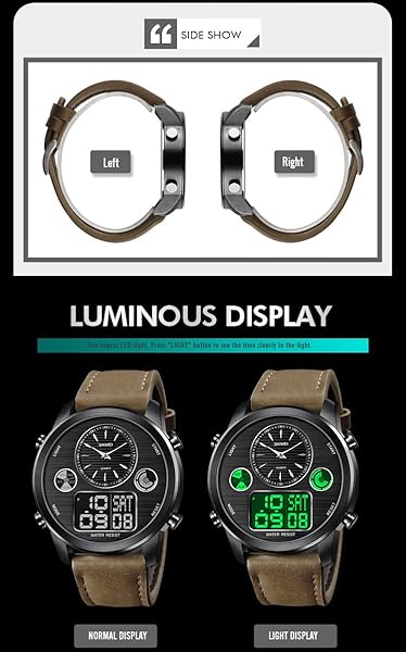 Gosasa Gosasa Military Sports Watch for Men Luxury LED Digital Waterproof Chronograph Business Timepiece Brown and Black Fashion Brand - View 7 of 7