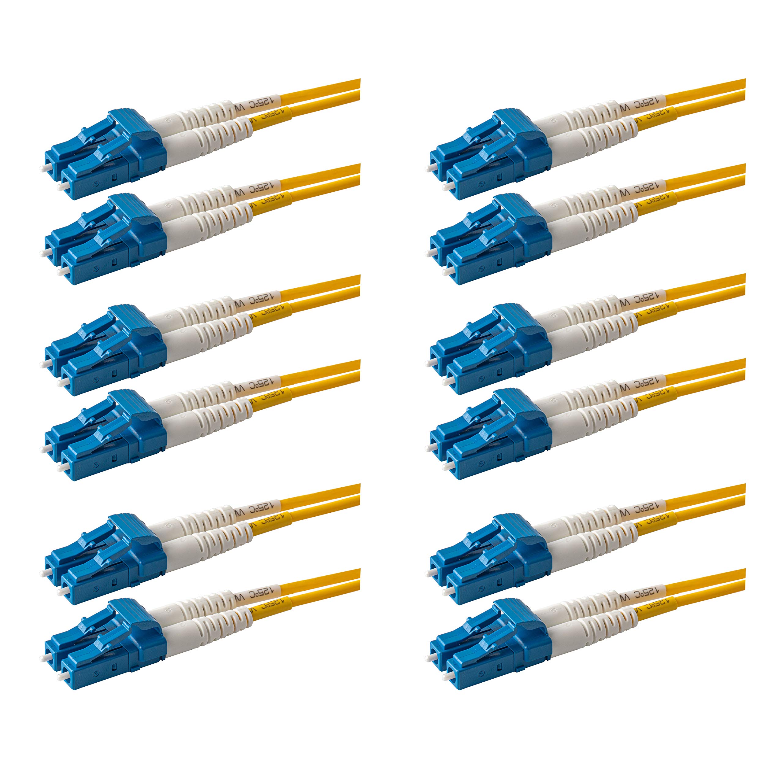 SpeedyFiberTX SpeedyFiberTX 6-Pack LC to LC Fiber Patch Cable 0.20 Meter Corning SMF-28 Singlemode 9/125um Duplex Yellow Riser OFNR Cable Jacket