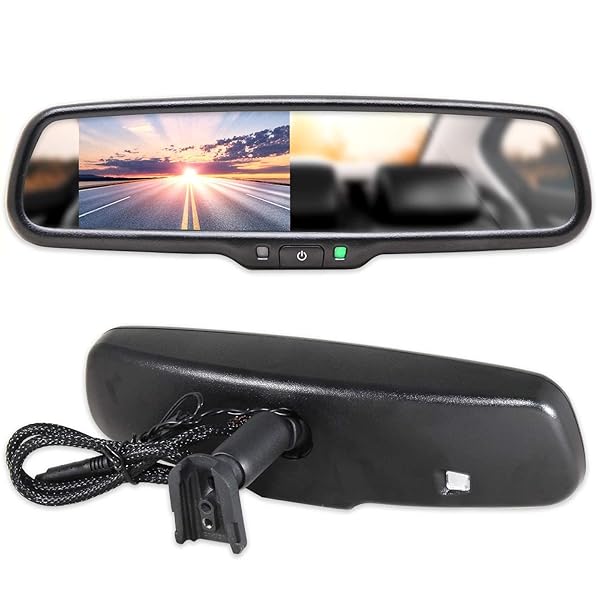 EWAY EWAY Auto Adjusting Brightness 4.3 Inch LCD Car Rear View Mirror Monitor with Universal Mount and Backup Camera Support - View 2 of 10