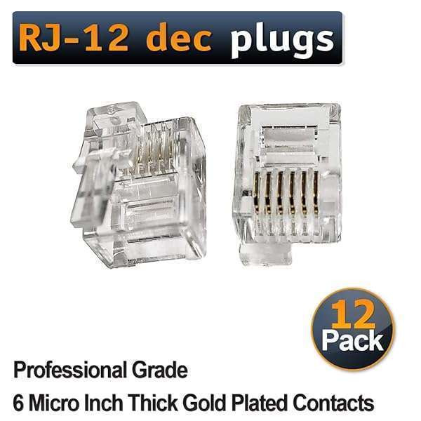 AmzPRO AmzPRO RJ12 6P6C Modular Plugs with Left Latch Offset Tab - 12 Pack for Reliable Networking - View 4 of 5