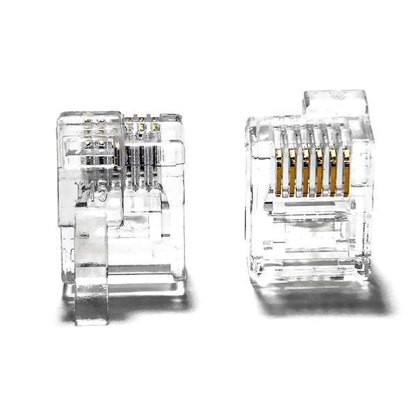 AmzPRO AmzPRO RJ12 6P6C Modular Plugs with Left Latch Offset Tab - 12 Pack for Reliable Networking