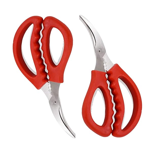 2 Pack Seafood Scissors - Stainless Steel Shears for Crab, Shrimp & Lobster | Essential Kitchen Tools