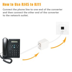 Uvital Uvital RJ45 to RJ11 Converter Adapter Cable 4 Pack Ethernet Male to Telephone Female Connector White - View 2 of 9