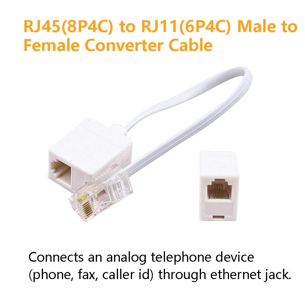 Uvital Uvital RJ45 to RJ11 Converter Adapter Cable 4 Pack Ethernet Male to Telephone Female Connector White - View 6 of 9