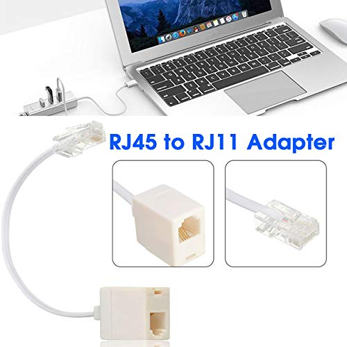Uvital Uvital RJ45 to RJ11 Converter Adapter Cable 4 Pack Ethernet Male to Telephone Female Connector White - View 9 of 9