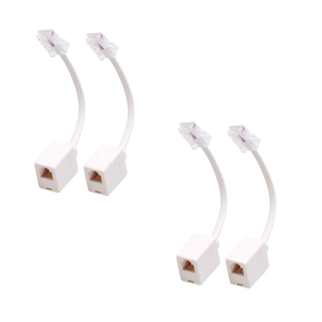 Uvital RJ45 to RJ11 Converter Adapter Cable 4 Pack Ethernet Male to Telephone Female Connector White
