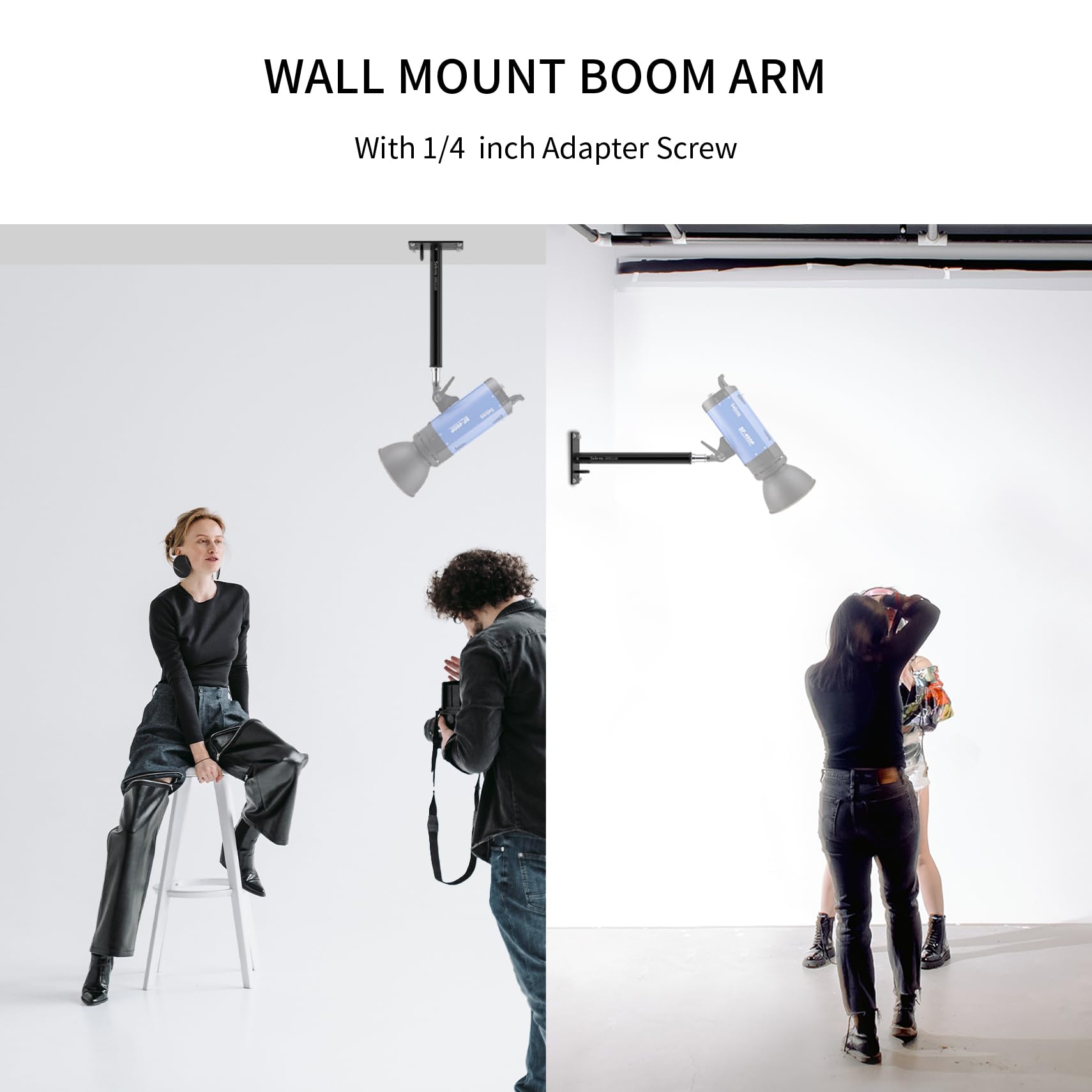 Selens Selens 2 Pack Camera Ceiling Mount 11 Inch Wall Mount Bracket with Universal Adapter for Video Light Ring Light Softbox Reflector Led Light - View 3 of 6