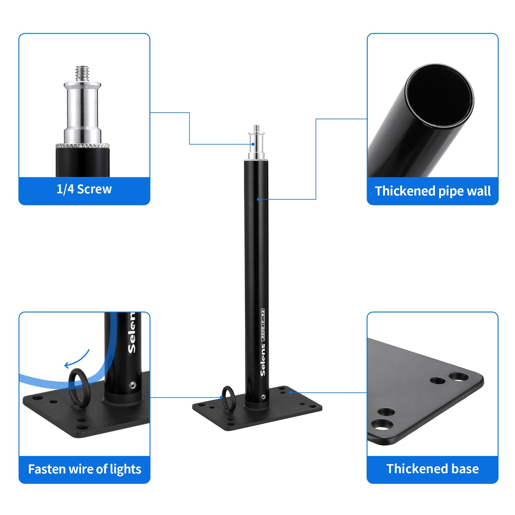 Selens Selens 2 Pack Camera Ceiling Mount 11 Inch Wall Mount Bracket with Universal Adapter for Video Light Ring Light Softbox Reflector Led Light - View 4 of 6