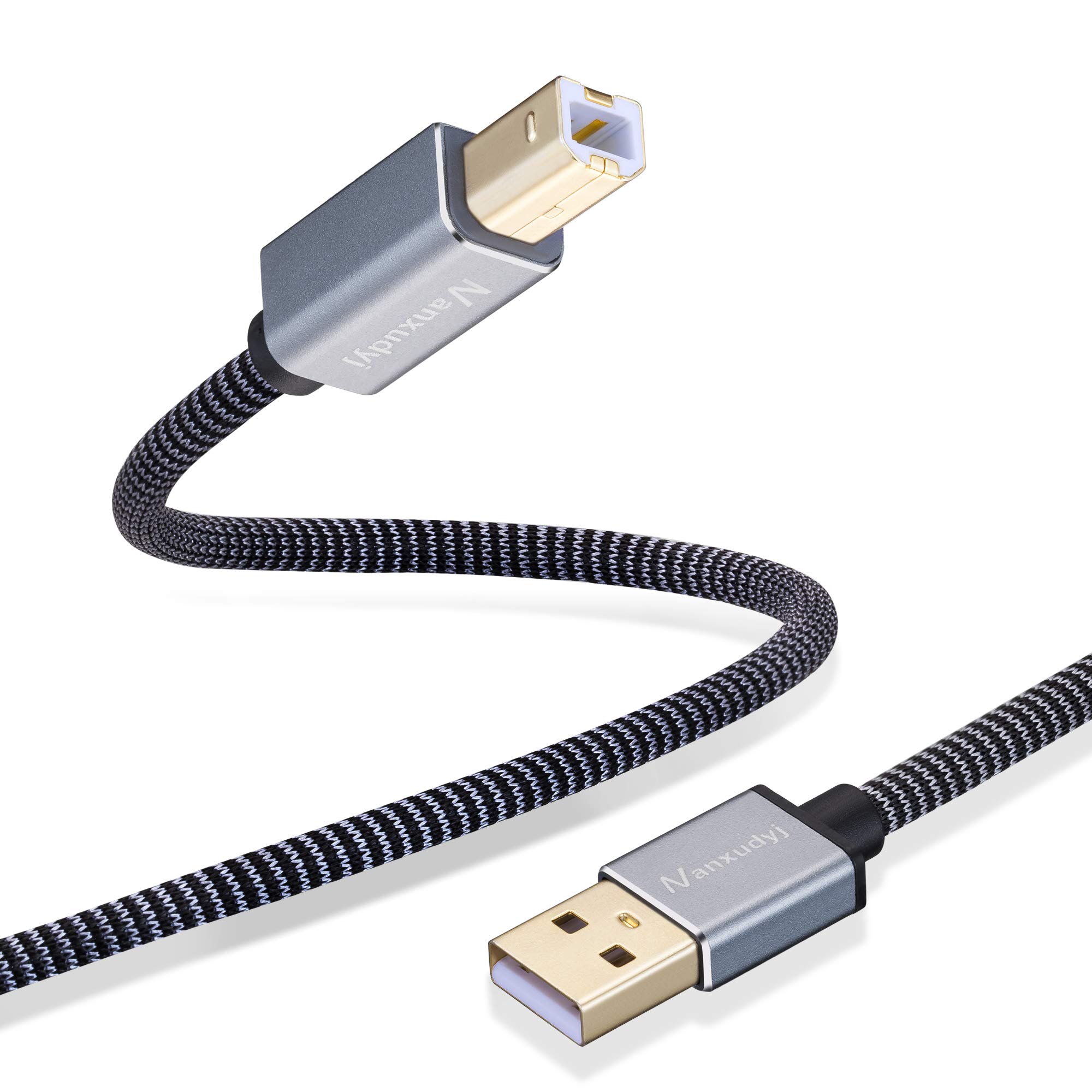 Nanxudyj 20ft USB 2.0 Printer Cable Type A to B High Speed Compatible with HP Canon Dell Epson Lexmark Xerox Samsung and More