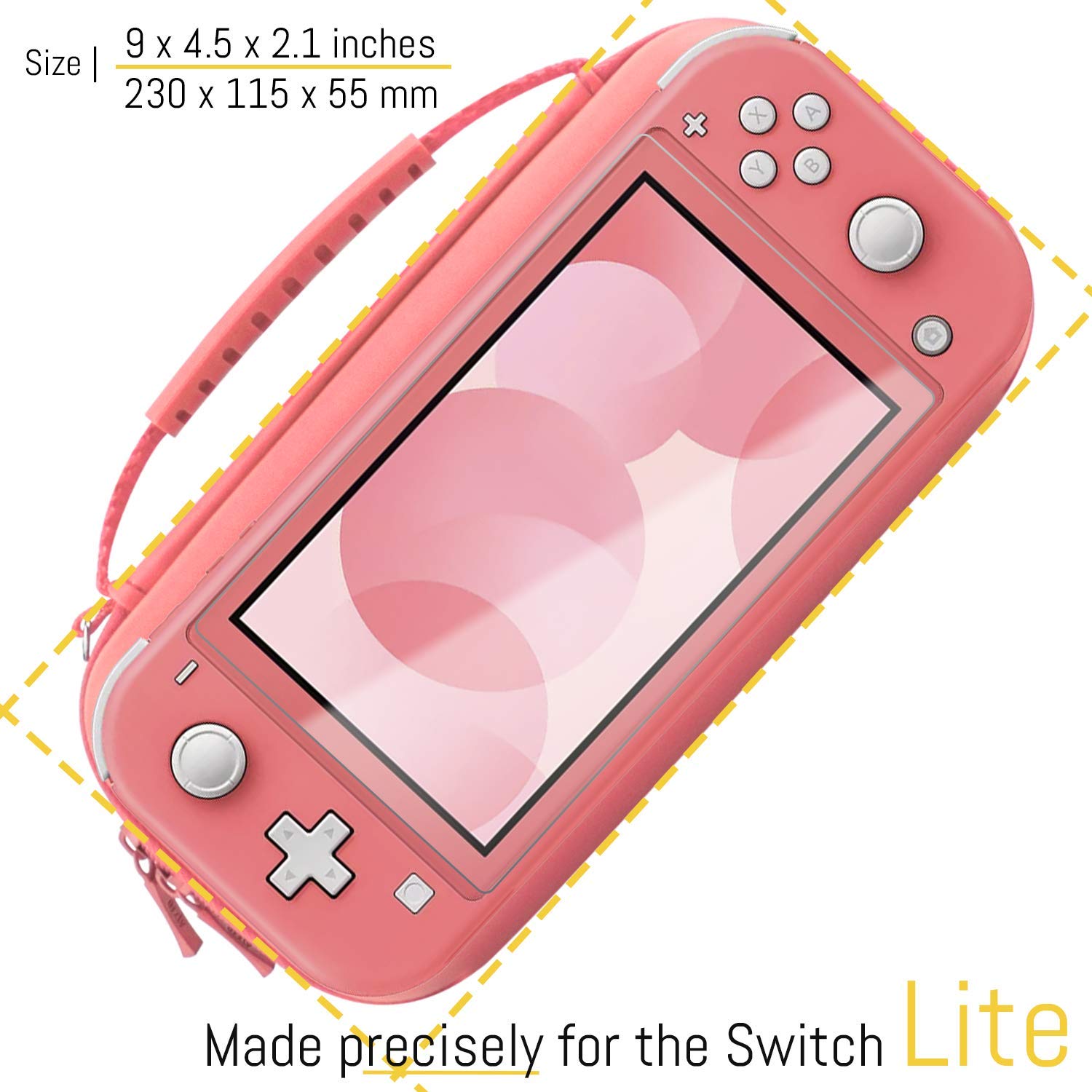 Orzly Carry Case for Nintendo Switch Lite Portable Travel Case with Storage for Games and Accessories Coral - View 4 of 7