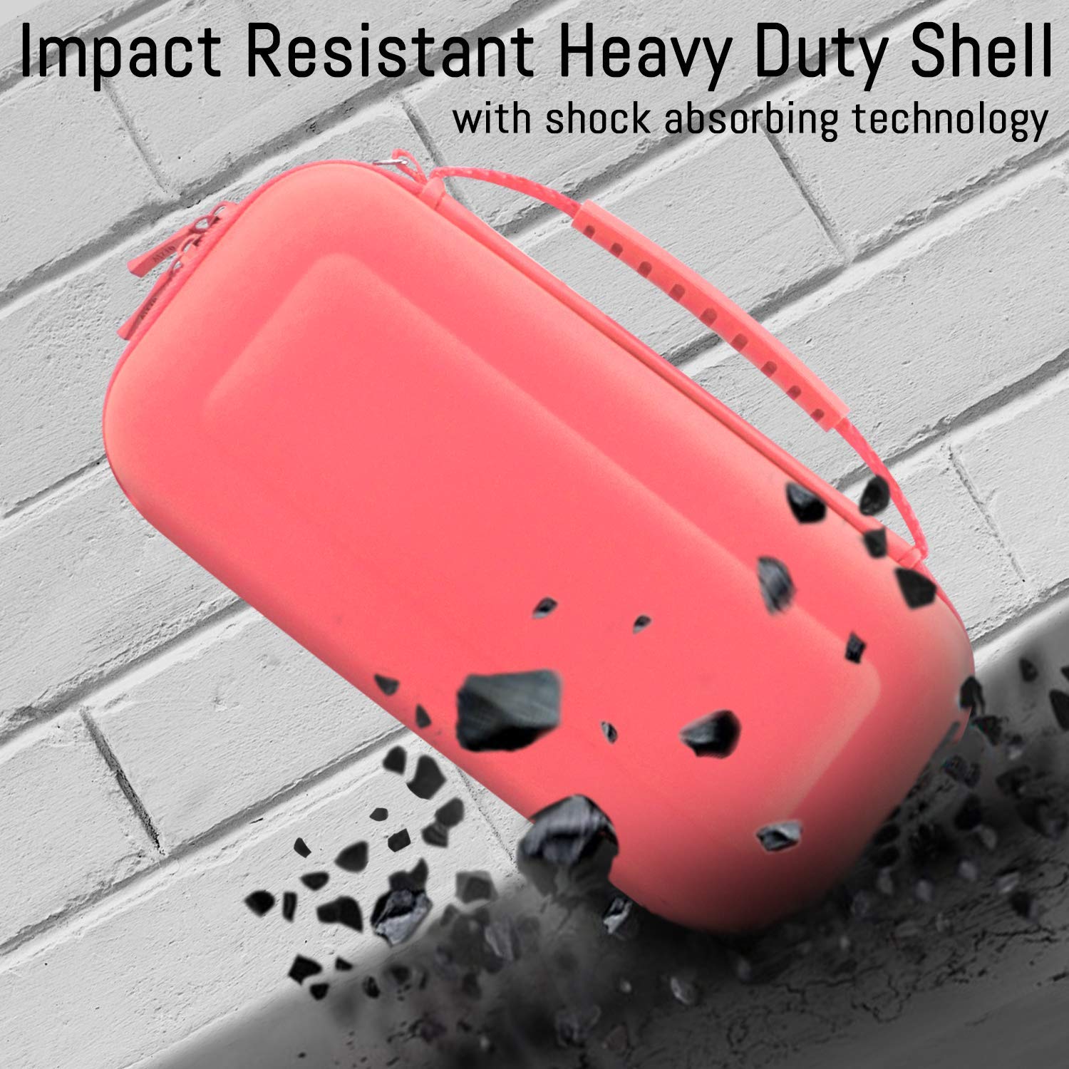 Orzly Carry Case for Nintendo Switch Lite Portable Travel Case with Storage for Games and Accessories Coral - View 7 of 7