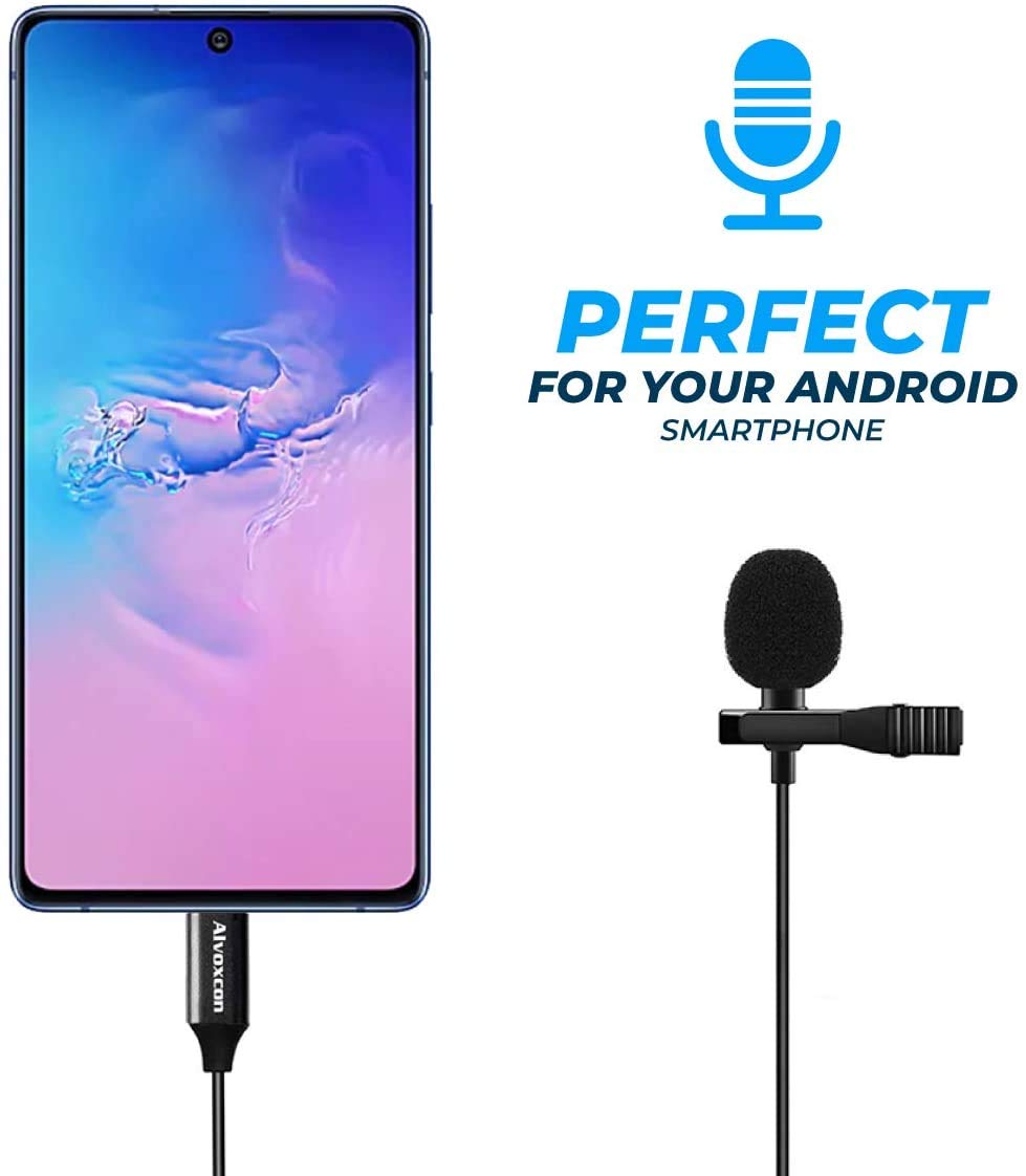 Alvoxcon Lavalier Lapel Microphone for Android Smartphone and Tablet USB Type C Ideal for YouTube Vlog TikTok Conference Handsfree Use - View 4 of 6