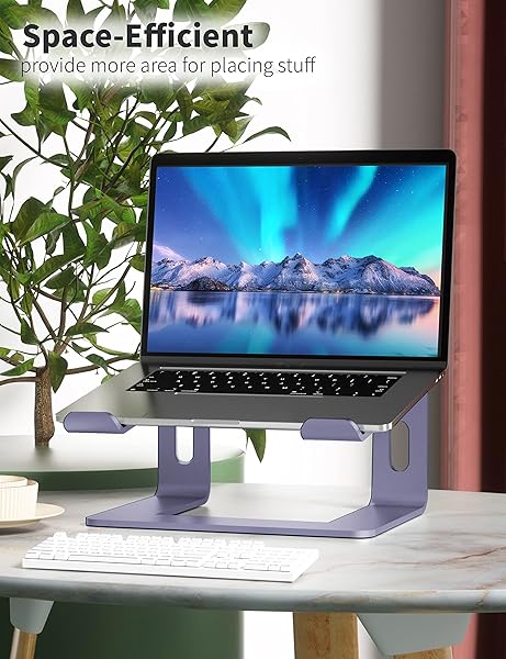 SOUNDANCE SOUNDANCE Aluminum Laptop Stand Ergonomic Riser for 10 to 15.6 Inch Notebooks Purple Metal Holder for Desk - View 6 of 7