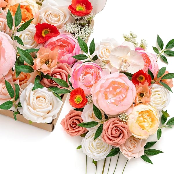 Ling's moment Ling's Moment Artificial Flowers Box Set Aromatic Coral for DIY Wedding Bouquets Centerpieces Party Baby Shower Home Decor