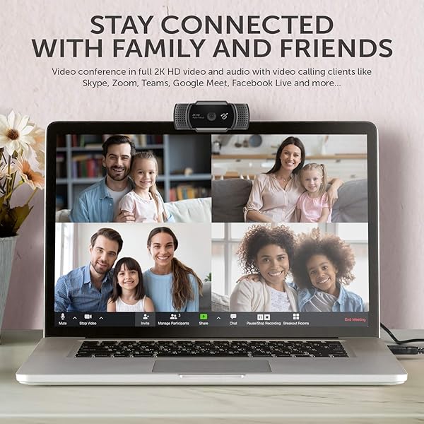 Aluratek Aluratek 2K HD Webcam: Dual Stereo Mics, Auto Focus, Low Light Correction & Tripod Mount - Perfect for Streaming & Video Calls - View 4 of 8