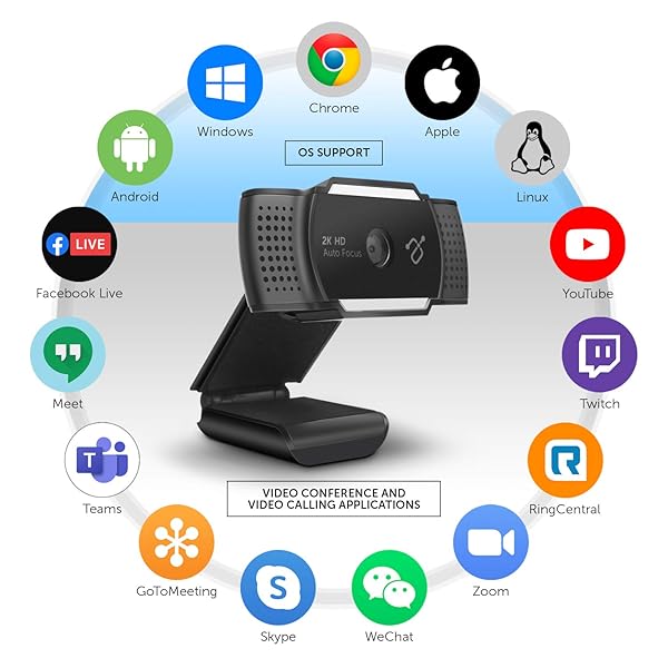 Aluratek Aluratek 2K HD Webcam: Dual Stereo Mics, Auto Focus, Low Light Correction & Tripod Mount - Perfect for Streaming & Video Calls - View 5 of 8