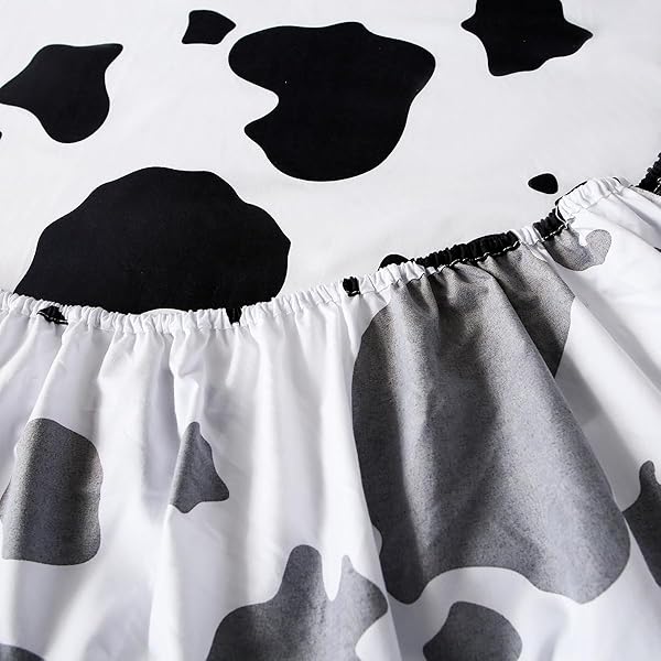 WINLIFE WINLIFE Cartoon Cow Print Sheet Set Black White Western Design for Kids Full Bed Sheets with Fitted Flat Sheet and Pillowcases - View 9 of 9