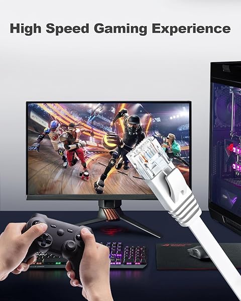 Yauhody Yauhody CAT 6 Ethernet Cable 15ft 6-Pack White, High Speed Solid Flat CAT6 Gigabit Internet Network LAN Patch Cords, Bare Copper Snagless RJ45 Connector for Modem, Router, Computer (15ft 6Pack, White) - View 6 of 11