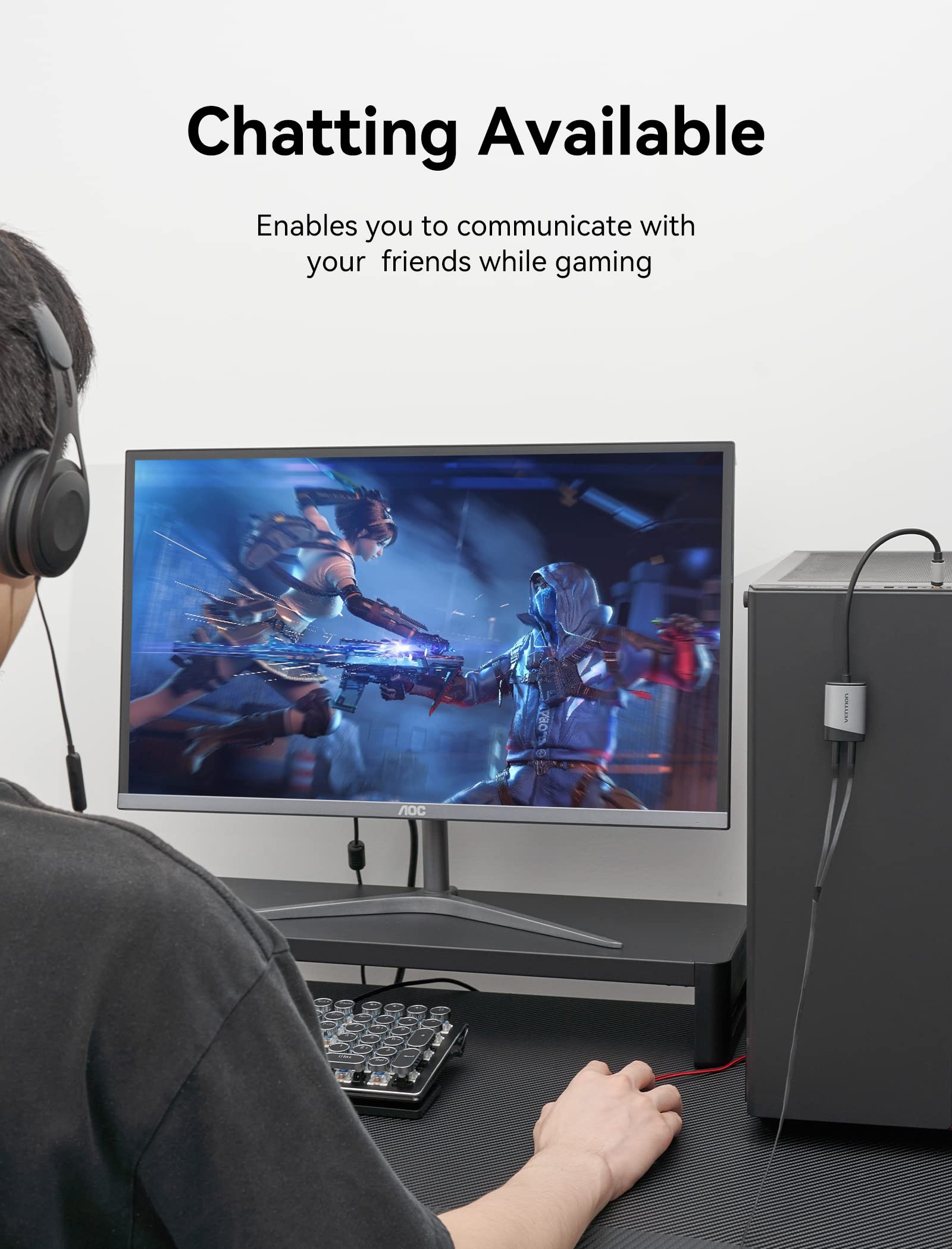 VENTION USB Audio Adapter External Stereo Sound Card for 3.5mm Headphone Microphone Jack Compatible with Windows MAC Linux PC Laptop PS5 - View 6 of 7