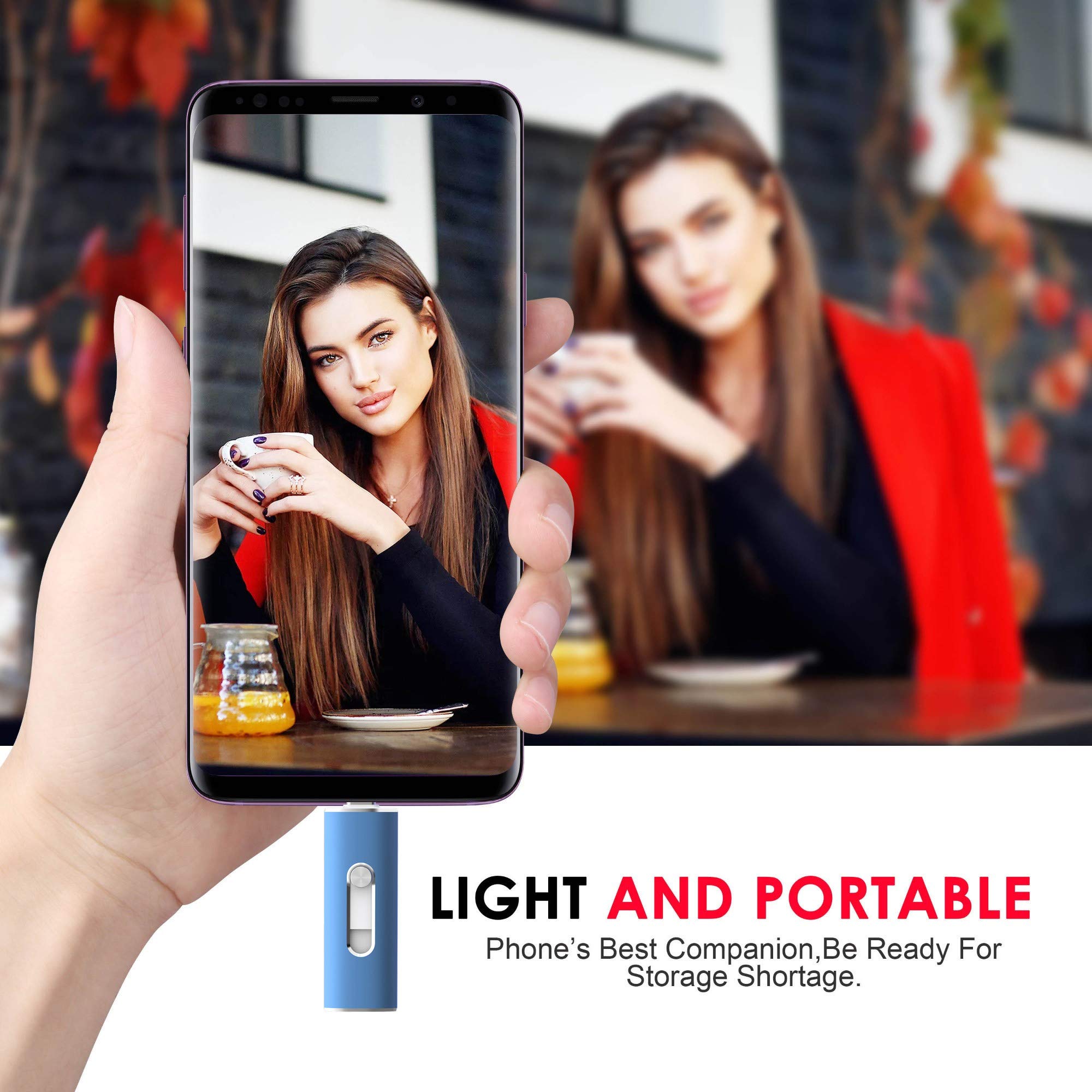 Aiibe 128GB USB C Flash Drive USB 3.1 Dual Drive Type-C Thumb Drive Speeds Up to 350MB/s Blue - View 6 of 7